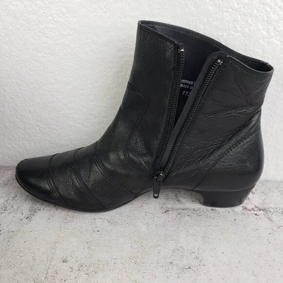 Paul Green Munchen Boots Black Leather Ankle Booties size US 7 - Picture 9 of 13